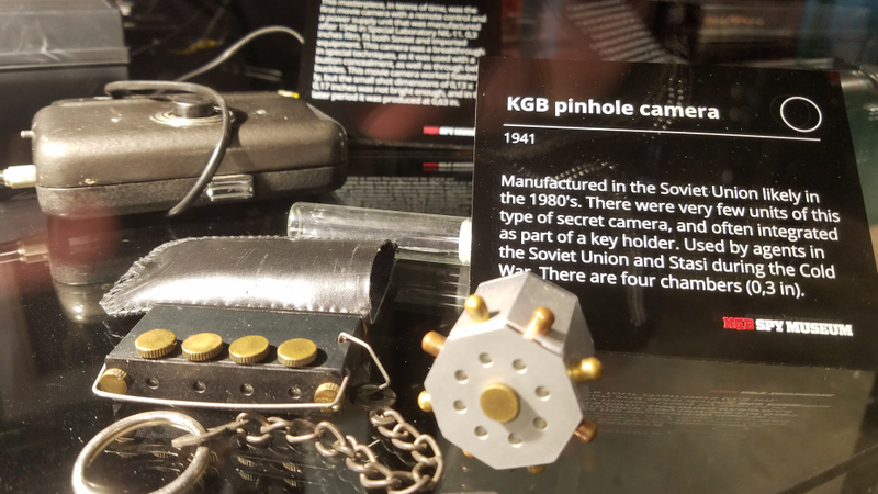 A 1941-era pinhole camera, sometimes concealed in a keyholder, used by Soviet and Stasi personnel. This model is from 1941.